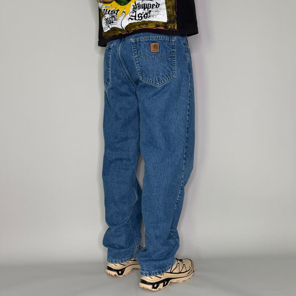 Vintage Y2K Carhartt Jeans 34x32 Relaxed Fit Dark Wash Denim Flannel Lined